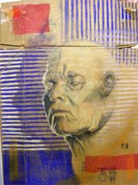 Old geezer - necessity is the mother of invention - part 3 Kohle und Pastell auf Pappkarton 54 x 78 cm